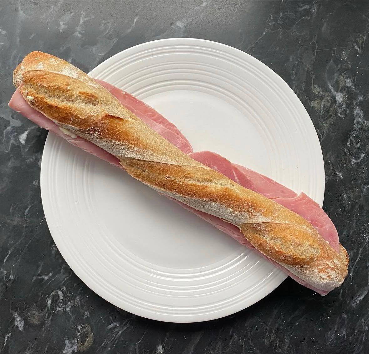 Luxury jambon baguette — inflight catering Edinburgh EGPH