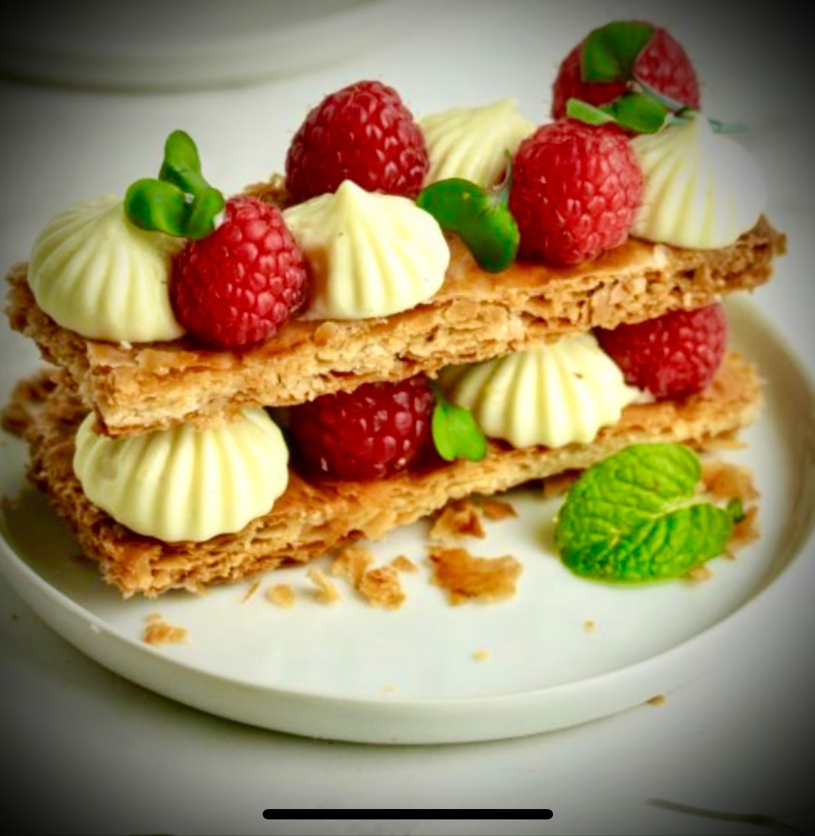 Chef-crafted raspberry millefeuille for inflight catering at Biggin Hill EGKB